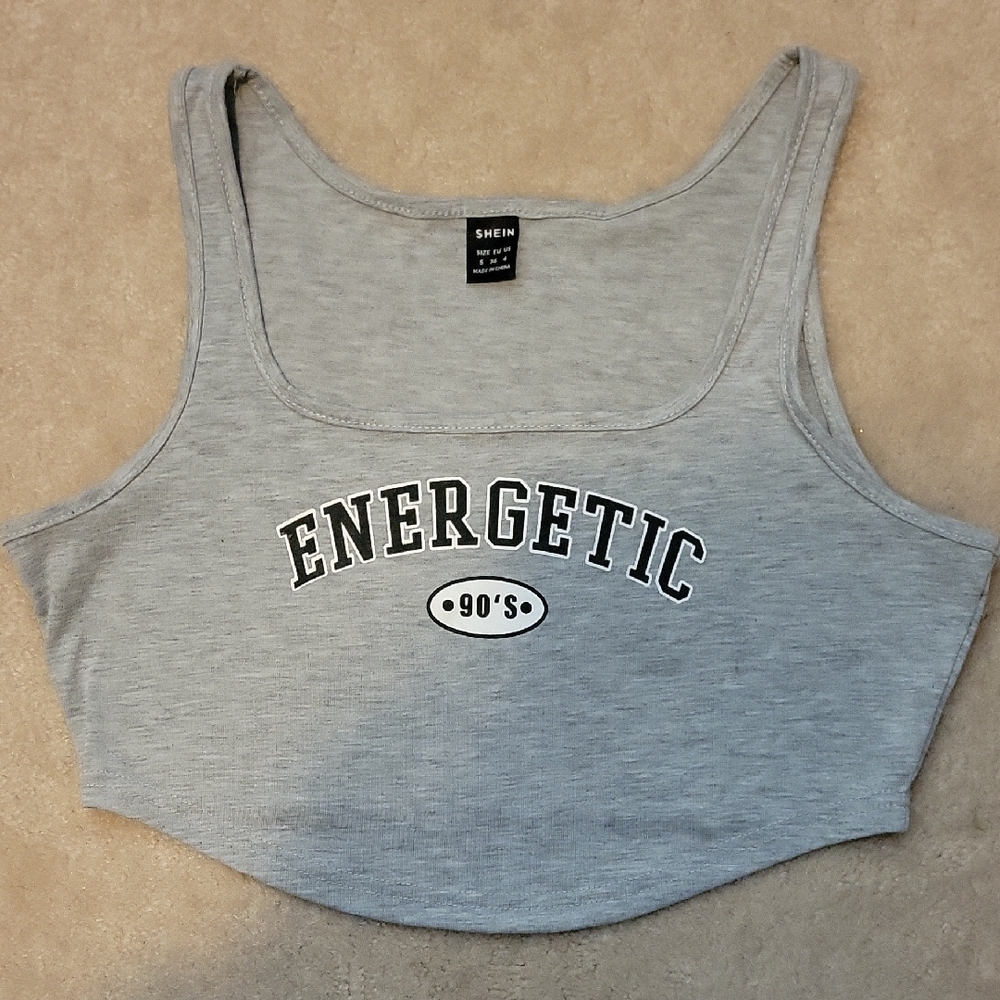 SHEIN Light Gray Energetic Crop Tank Top